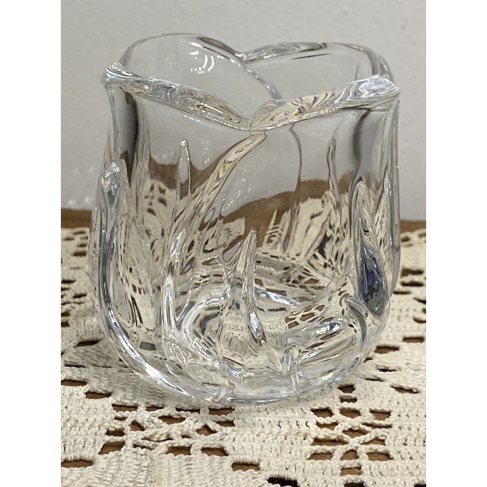Crystal Votive Candle Holder St. George Tulip Petals Lead Clear Textured Glass